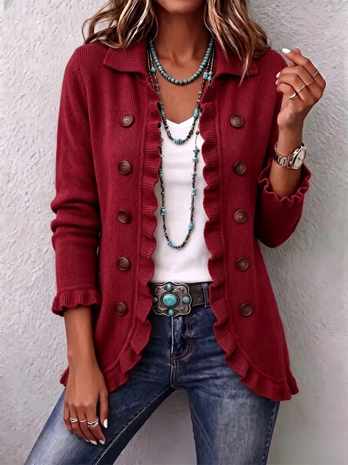 Chaqueta de punto roja Rosalía