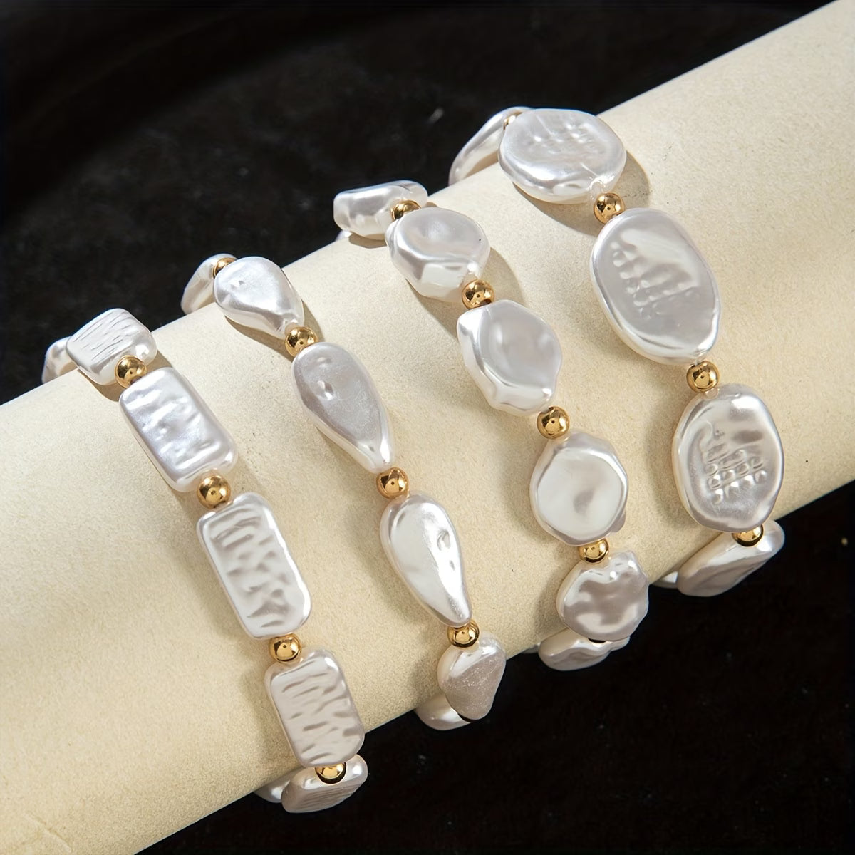 Set de 4 pulseras de perlas