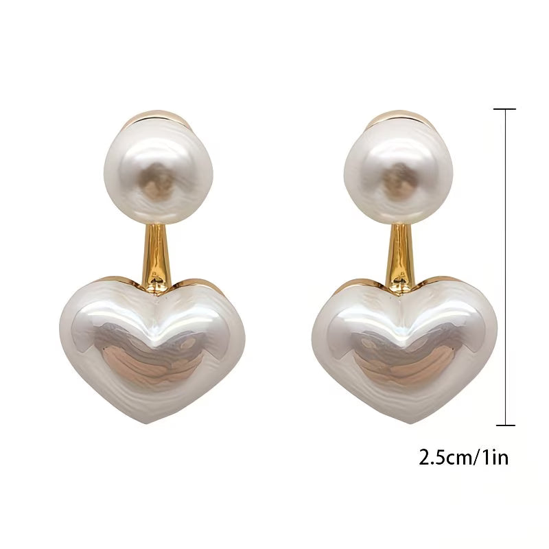 Pendientes corazón doble perla