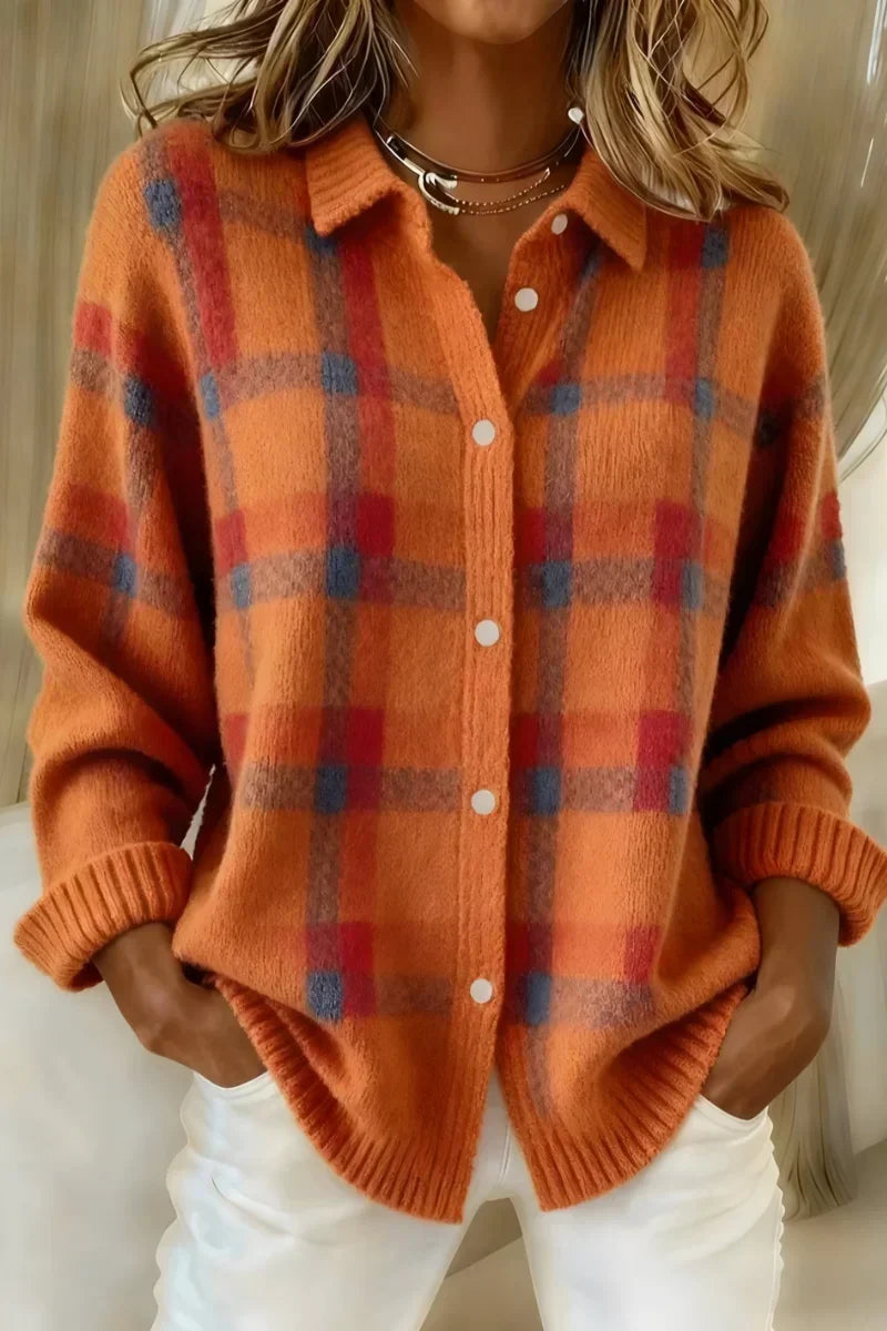 Cárdigan de cuadros naranja Trinidad