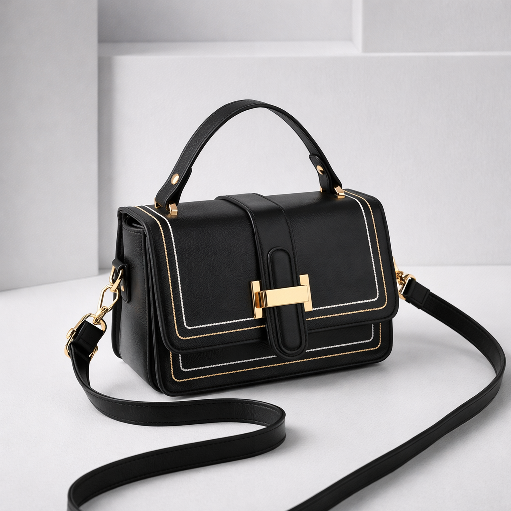 Bolso de mano estructurado negro
