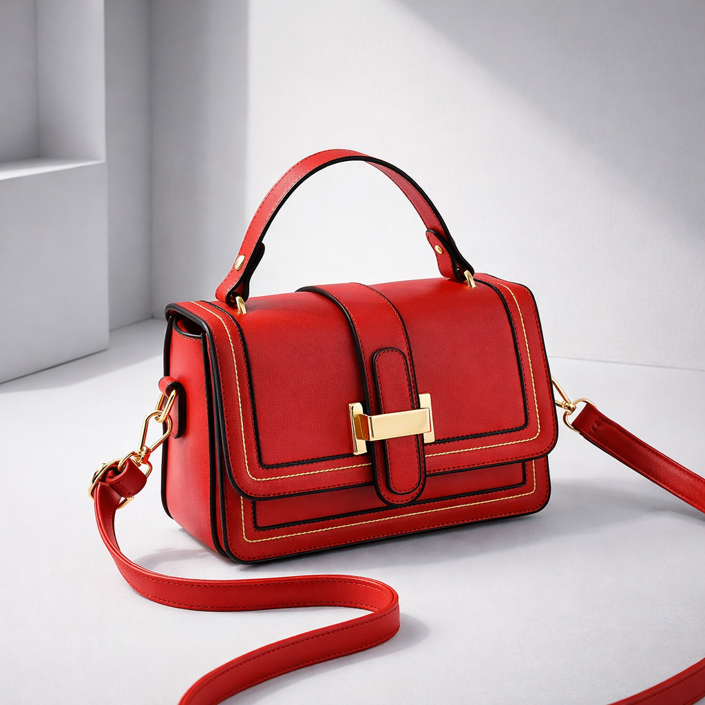 Bolso de mano estructurado rojo