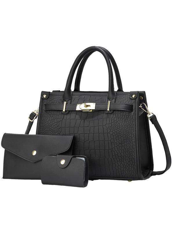 Bolso bandolera efecto cocodrilo negro