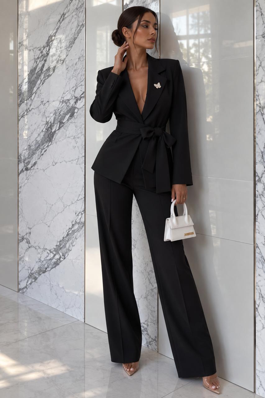 Conjunto blazer y palazzo - Negro