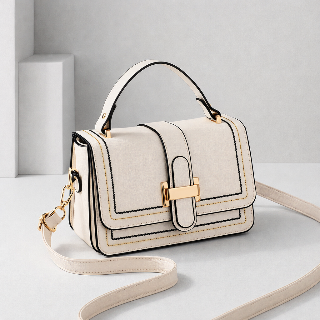 Bolso de mano estructurado crema