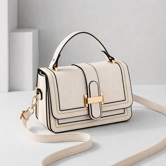 Bolso de mano estructurado crema