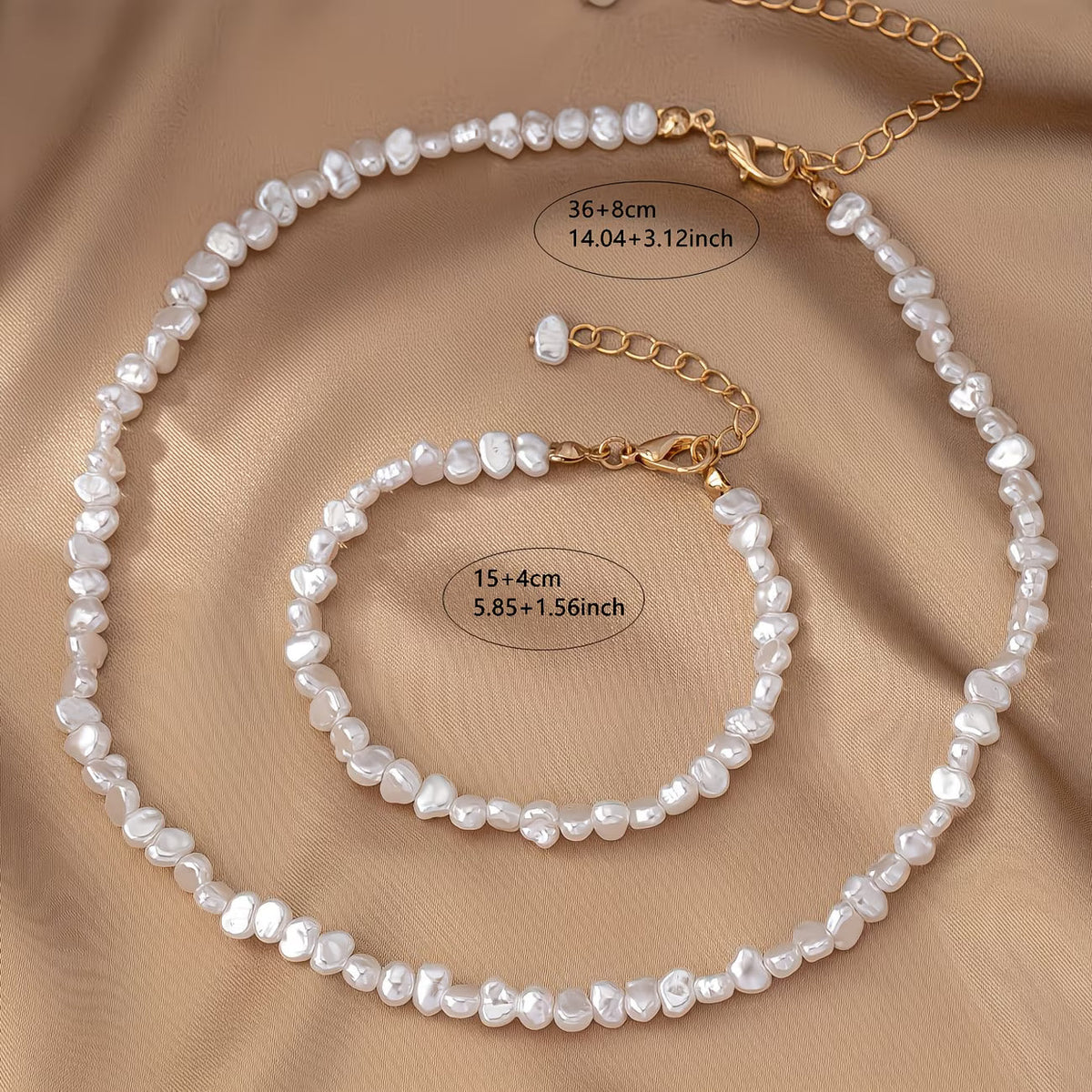 Set collar y pulsera de perlas barrocas