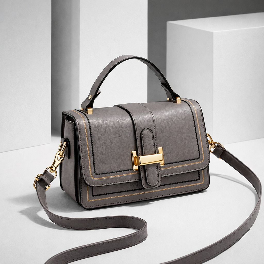 Bolso de mano estructurado gris