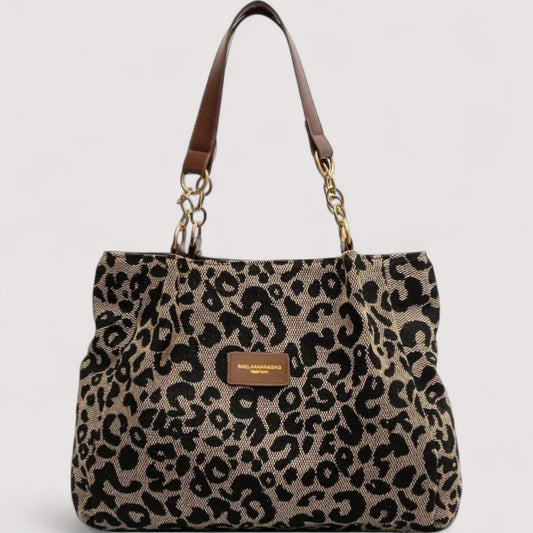 Bolso tote de lona con estampado de leopardo