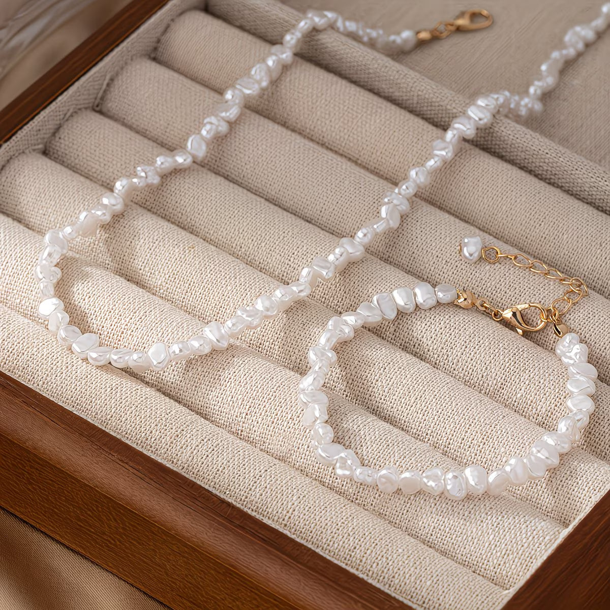 Set collar y pulsera de perlas barrocas
