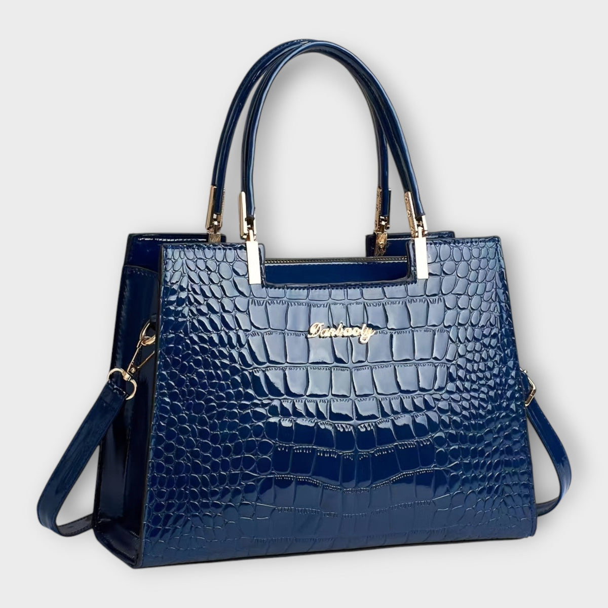 Bolso tote efecto cocodrilo azul