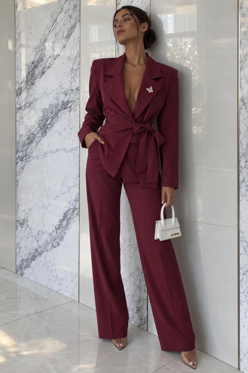 Conjunto blazer y palazzo - Burdeos