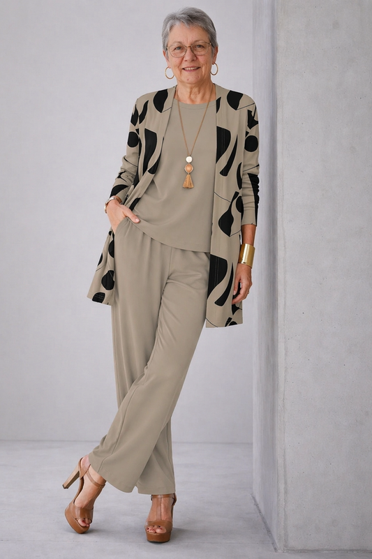 Taupe con Estampado Negro