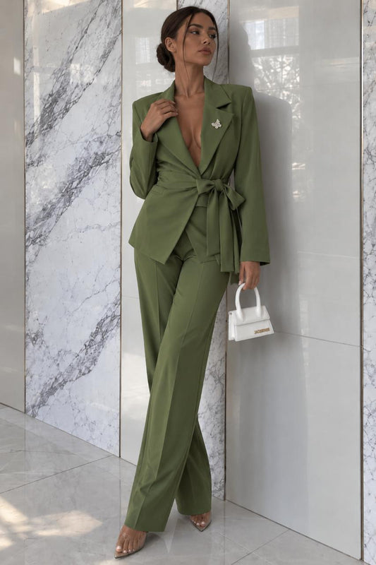 Conjunto blazer y palazzo - Verde oliva