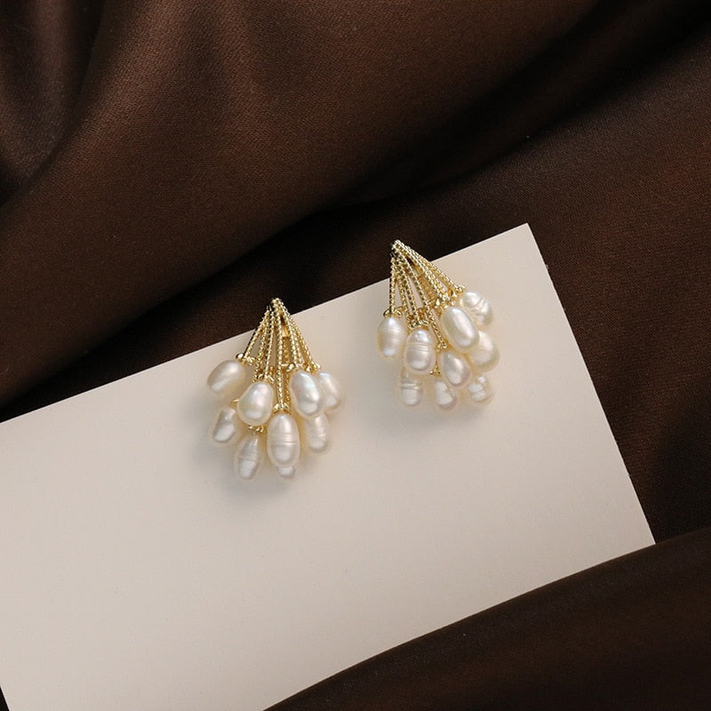 Pendientes de perla lluvia