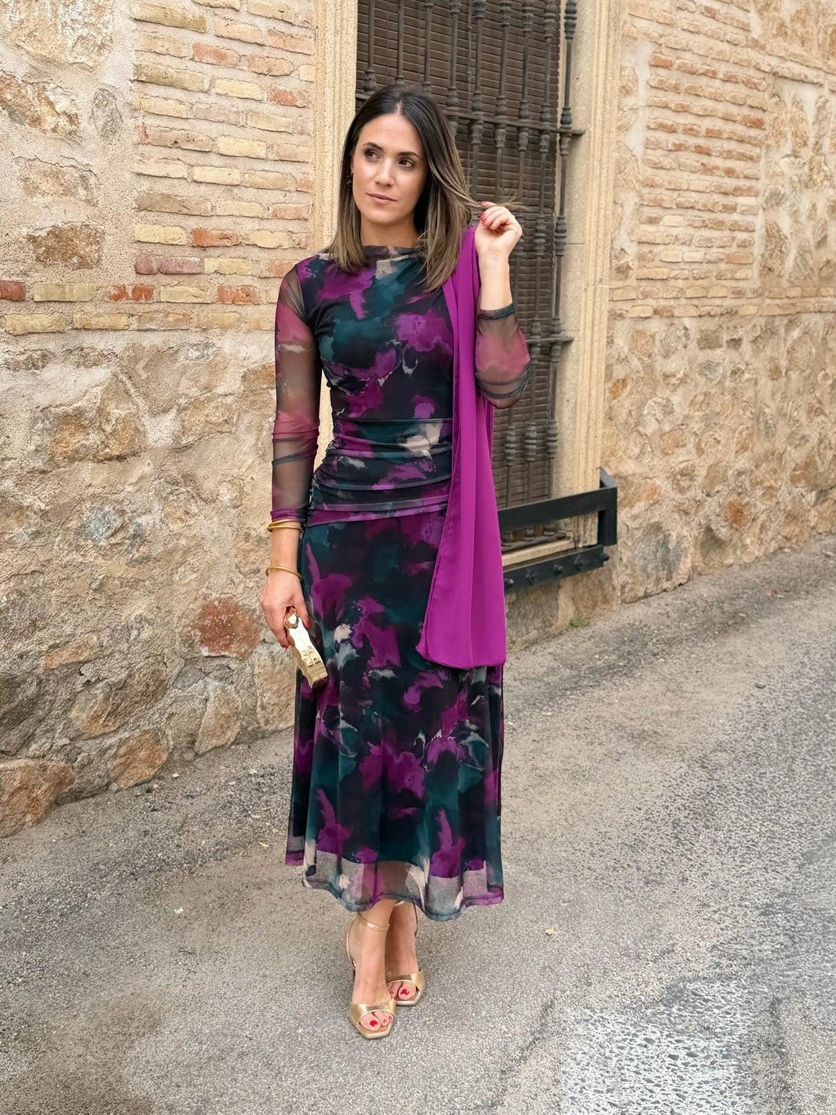 Vestido Marlena tul estampado