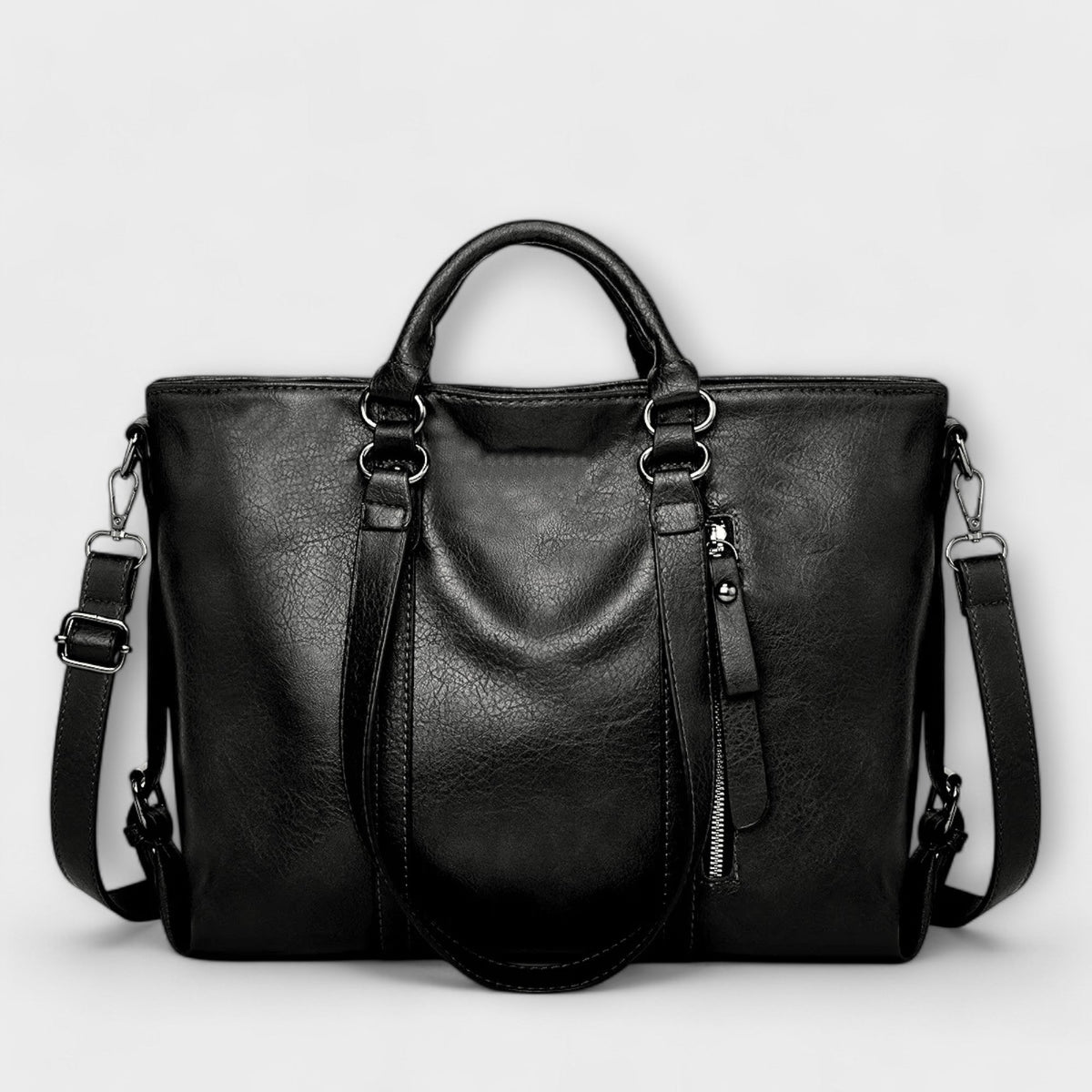 Bolso tote grande de piel negro