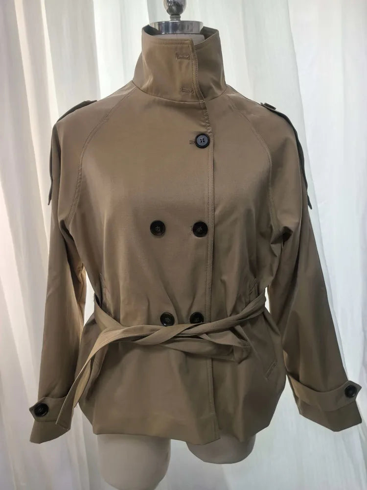 Gabardina Joana caqui con cinturón