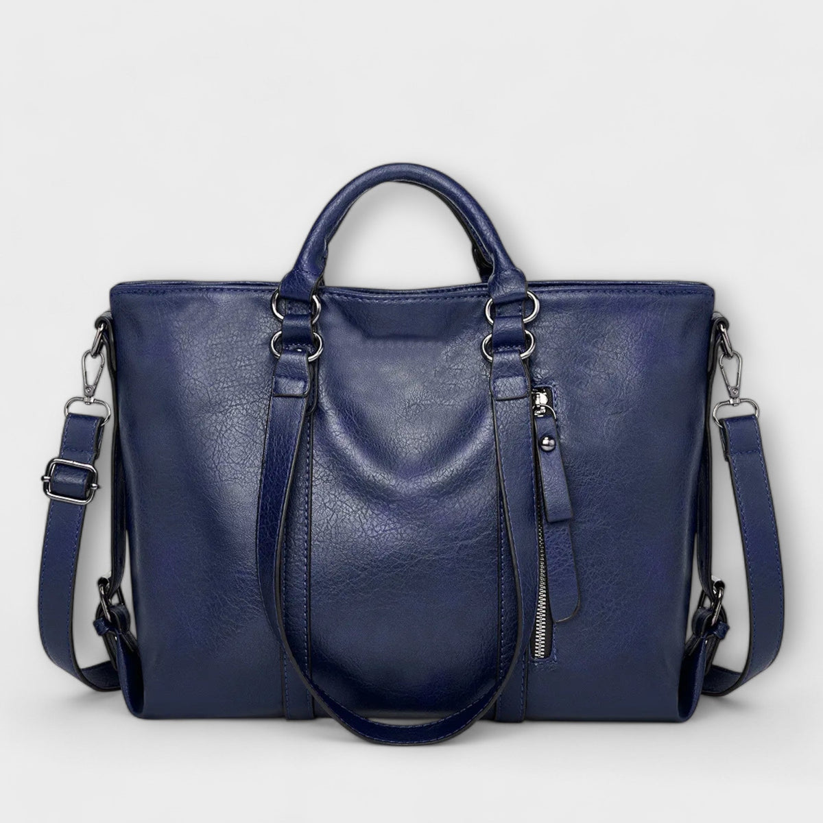 Bolso tote grande de piel azul
