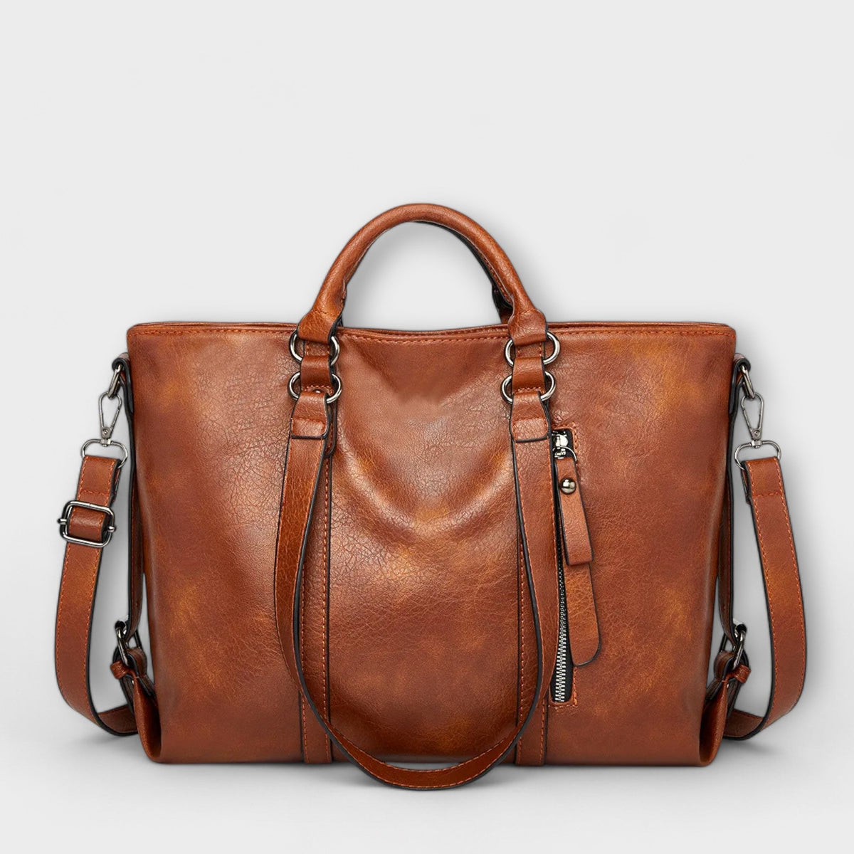Bolso tote grande de piel marrón