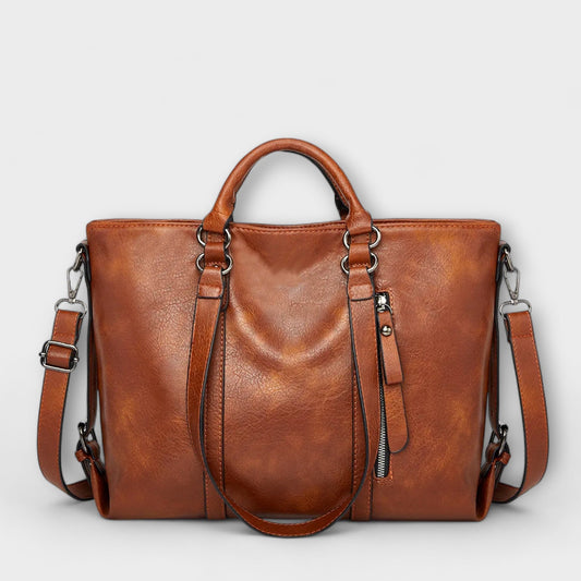 Bolso tote grande de piel marrón