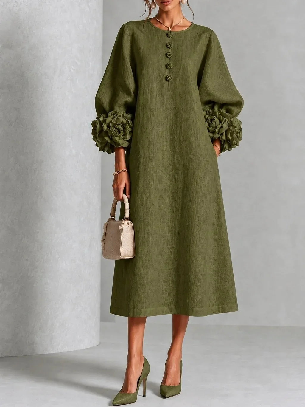 Vestido Rosalie verde militar