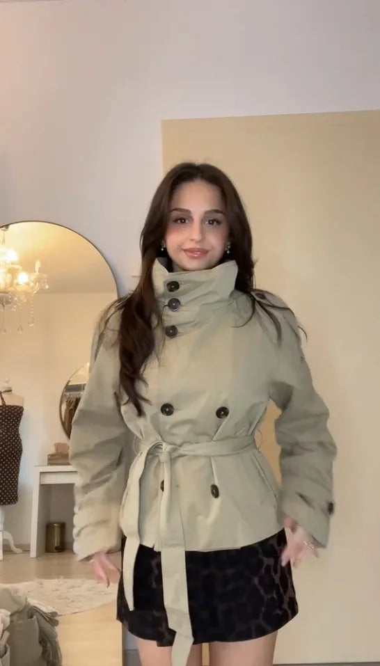 Gabardina Joana caqui con cinturón