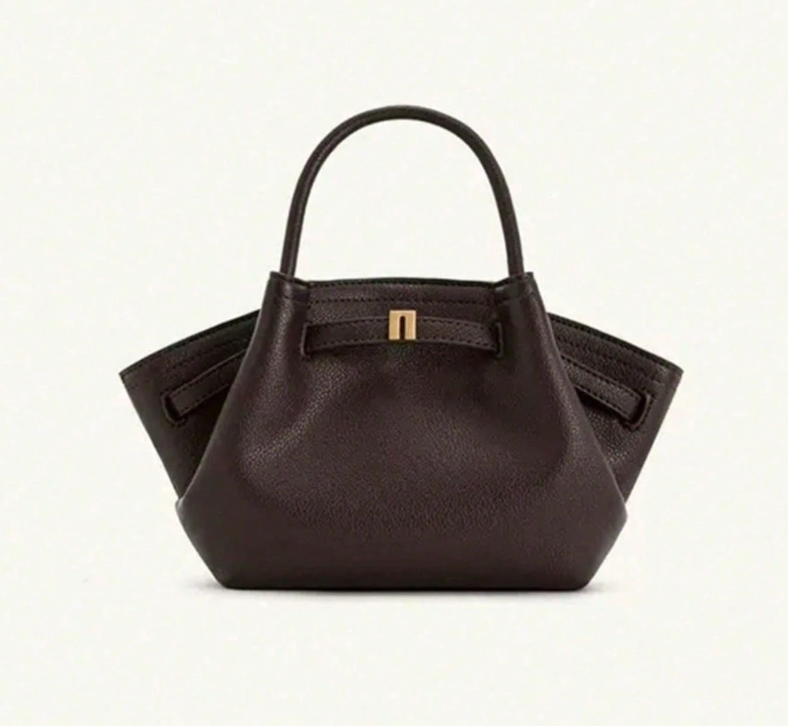 Bolso mini tote de rafia marrón