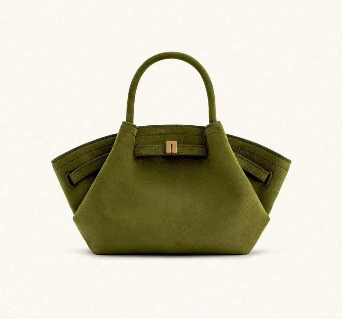 Bolso mini tote de rafia verde