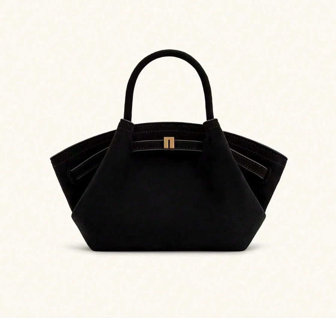 Bolso mini tote de rafia negro