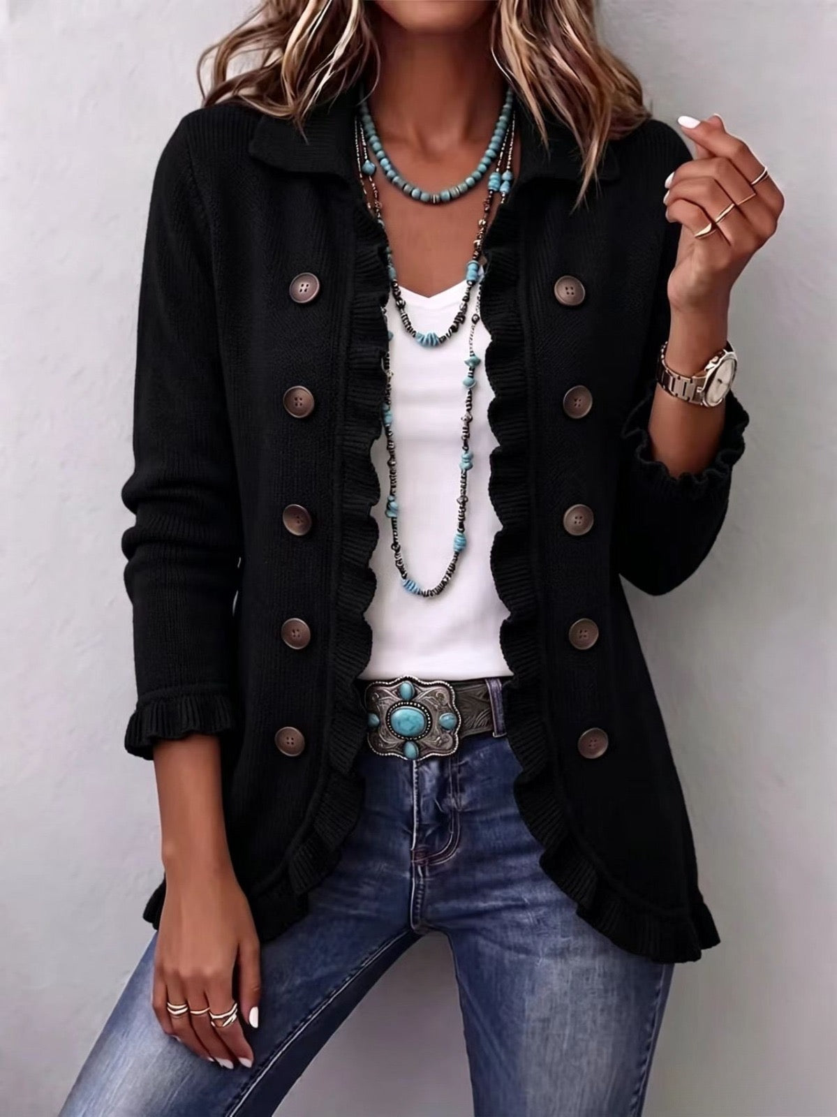 Chaqueta de punto negra Camila