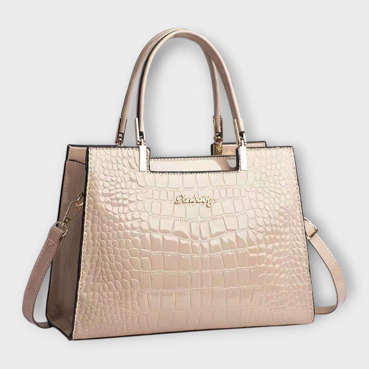 Bolso tote efecto cocodrilo caqui