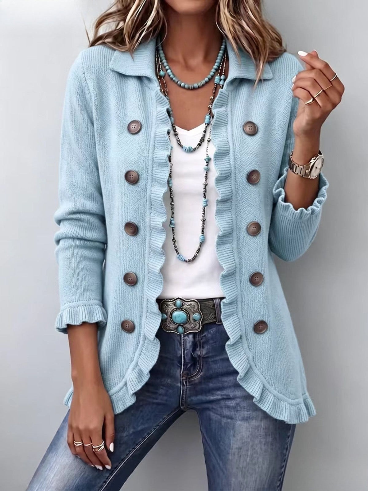 Chaqueta punto azul Cecilia