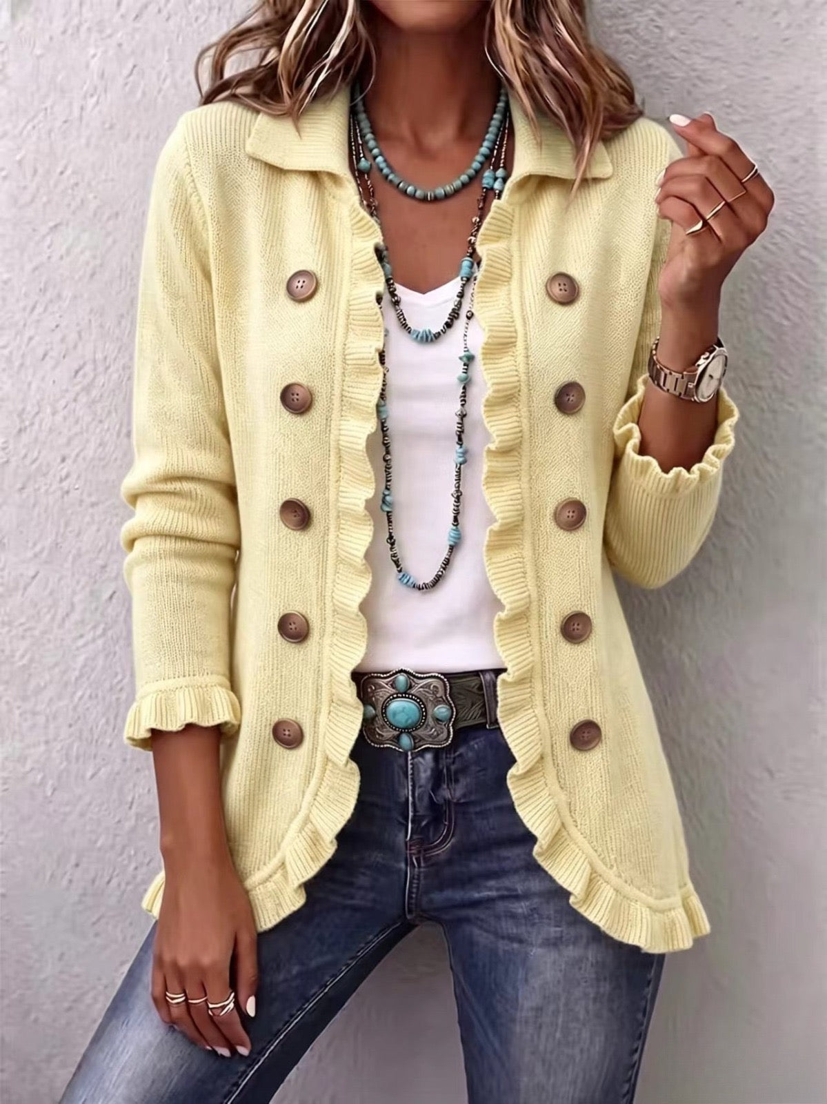 Chaqueta de punto crema Liliana