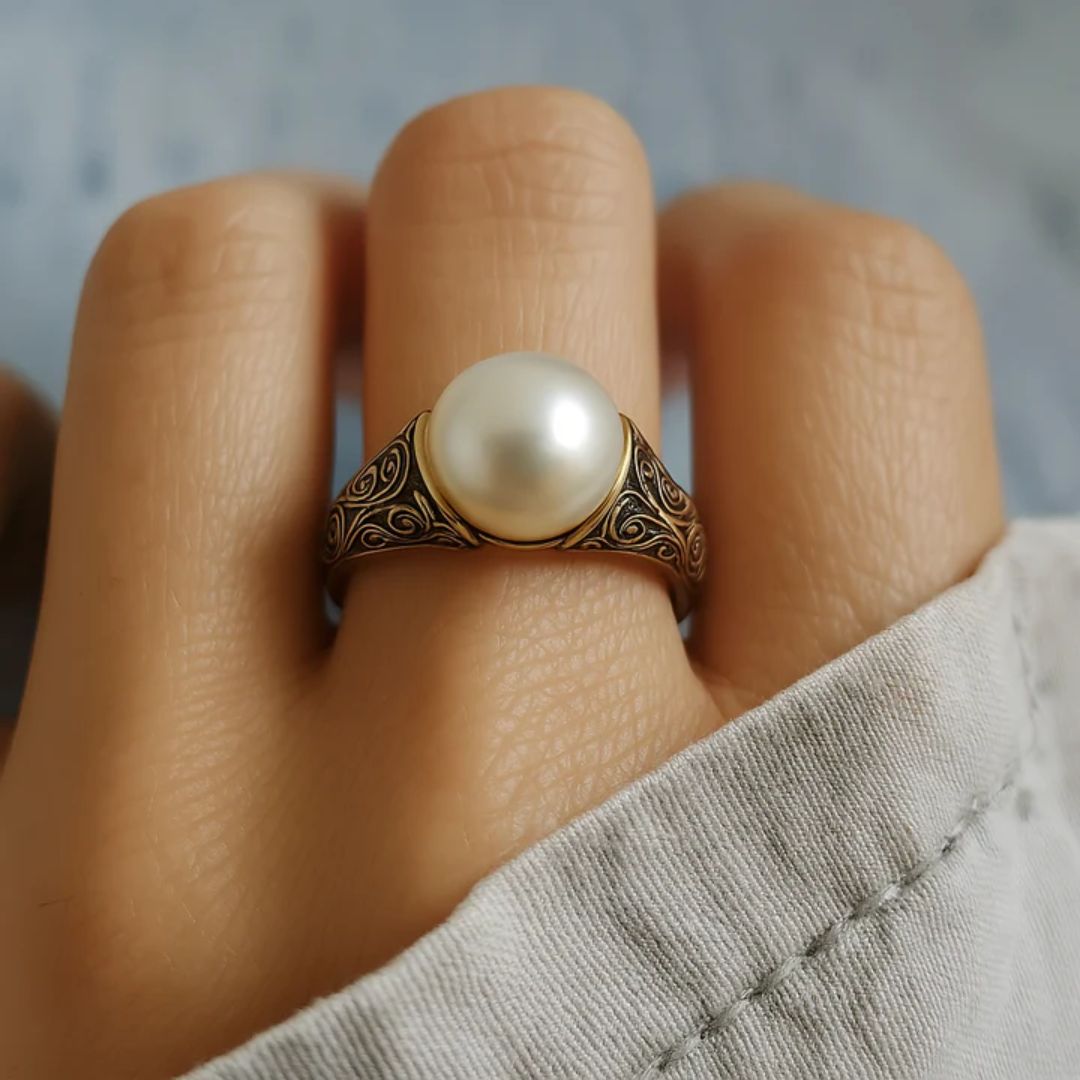 Anillo vintage de perla y oro