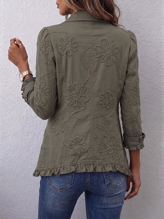 Chaqueta bordada de flores con volantes - detalle