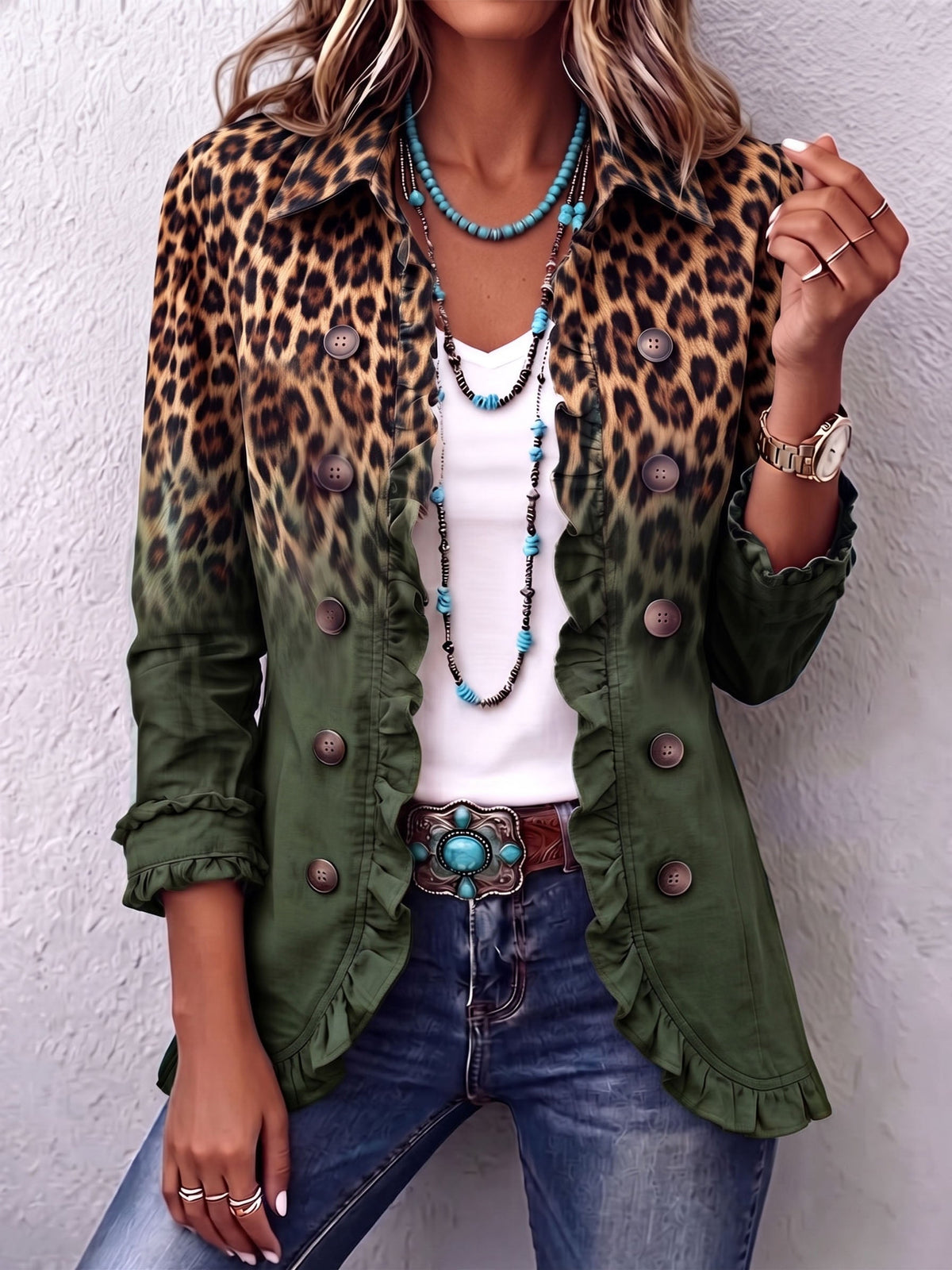 Blazer leopardo verde Ramona