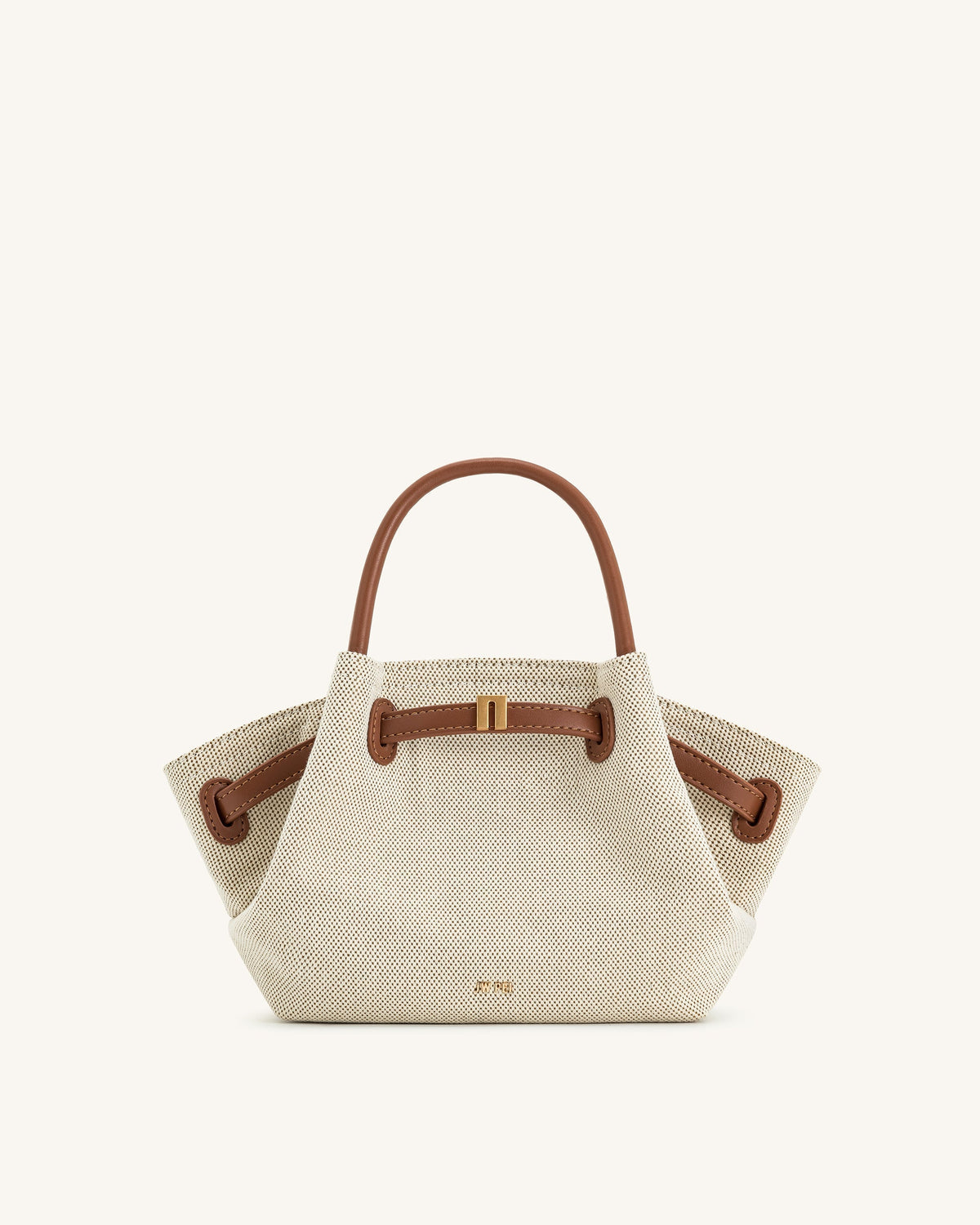 Bolso mini tote de rafia beige