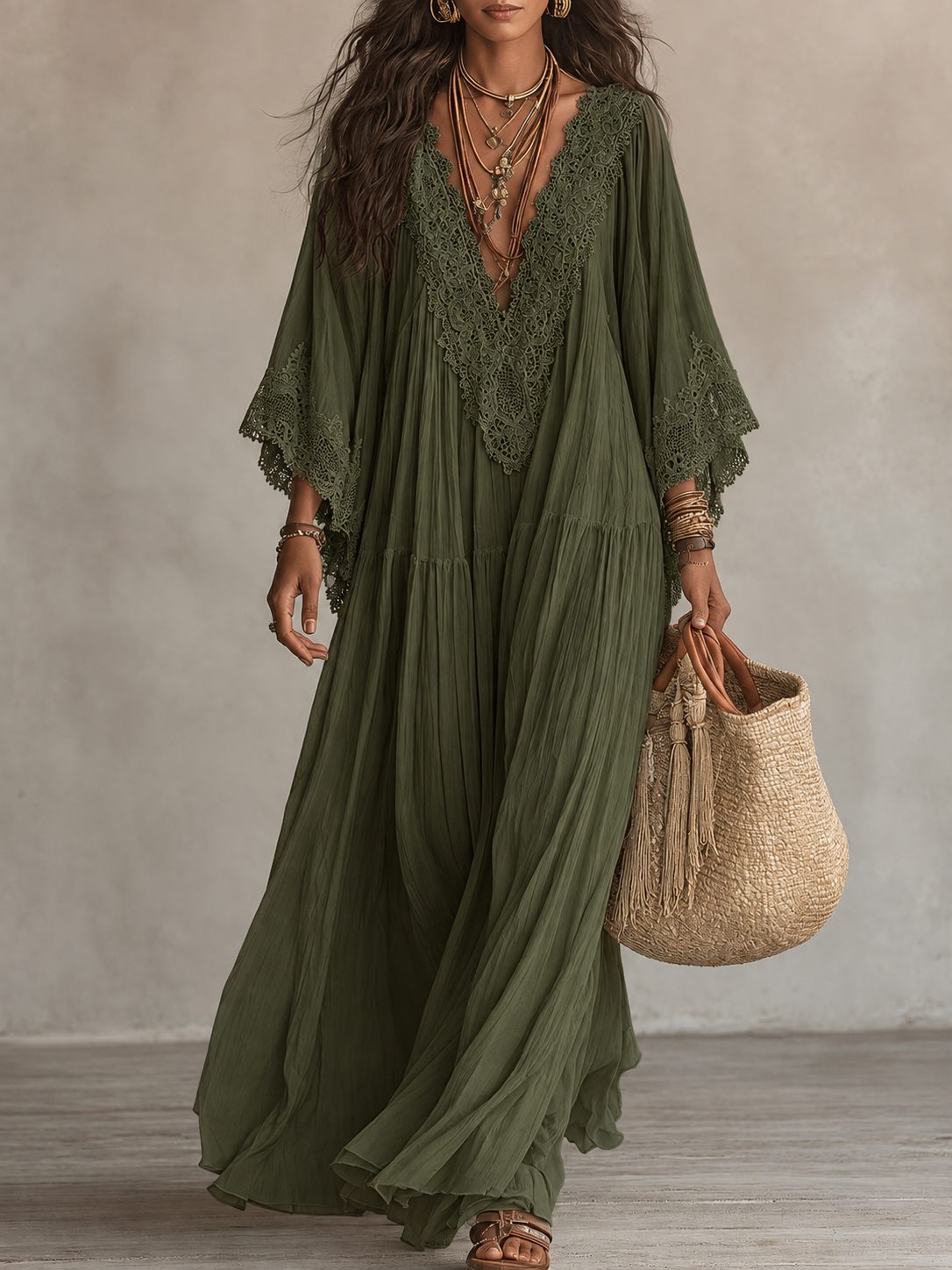 Vestido Mabel verde militar